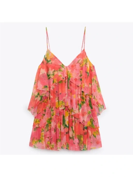 ZARA PRINTED TULLE DRESS - Picture 12 of 14